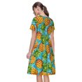 thumbnail image 2 of Bixox Robe d'Été à Manches Courtes pour Femmes Robe Ample Longueur Genou avec Poches-Ananas, 2 of 7