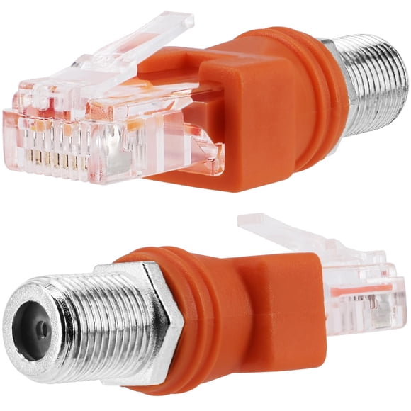 BERANMEY Adaptador convertidor RF a RJ45 Paquete de 2 Adaptador Ethernet F Hembra a RJ45 Macho Acoplador Coaxial Conector Recto Coaxial