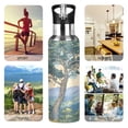 thumbnail image 7 of Yayeee 20oz Insulated Water Bottle Double Wall Stainless Steel with Flip Straw Lid, Beige Mountain, 7 of 7