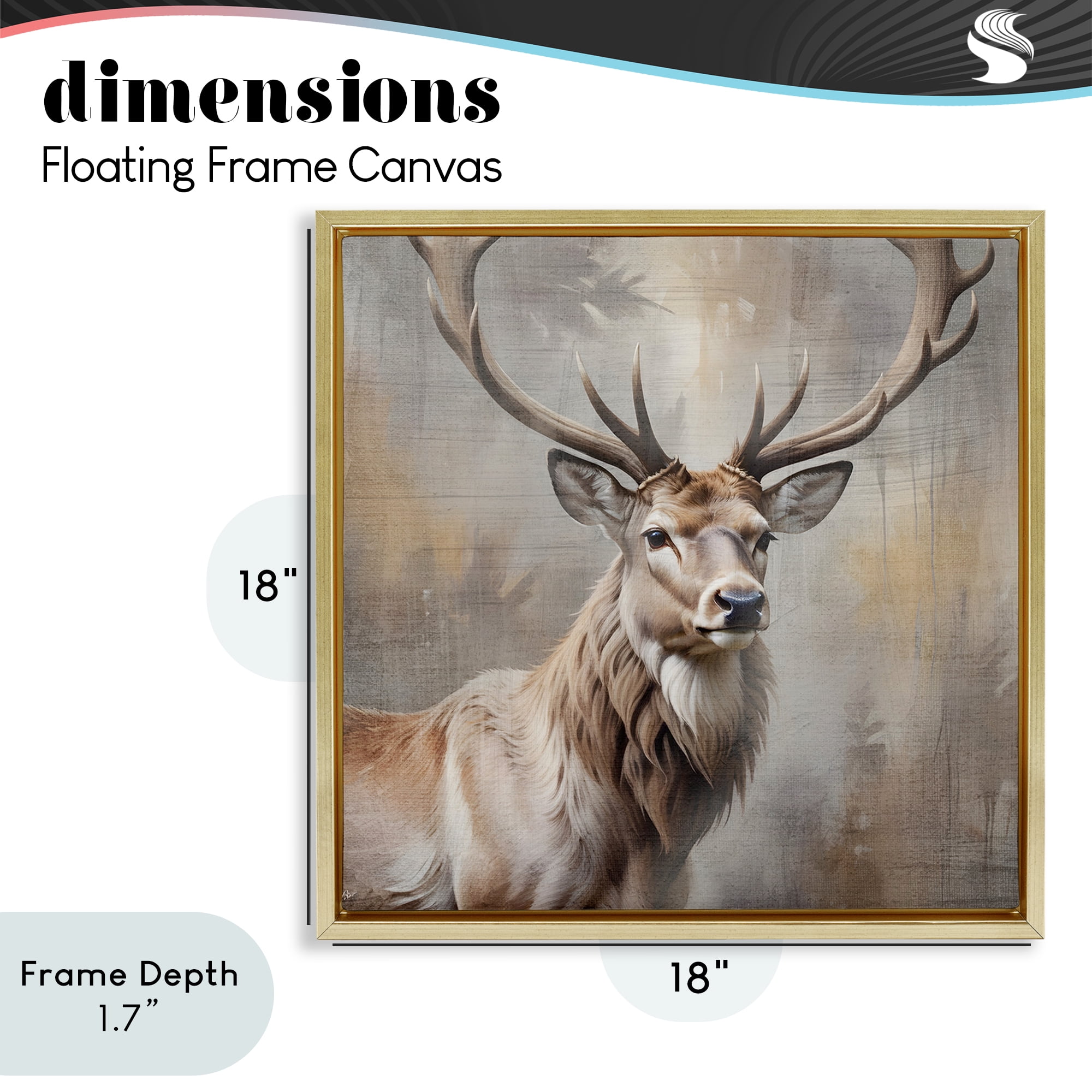 Stupell Industries Rustic Stag with Majestic Glance Gold Framed Floater Canvas Wall Art, design by Susan Arnot