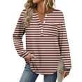 thumbnail image 6 of Plebaso Womens Long Sleeve Tunic Tops Casual Button Tshirts Lightweight Striped Blouses Tee for Women, 6 of 7