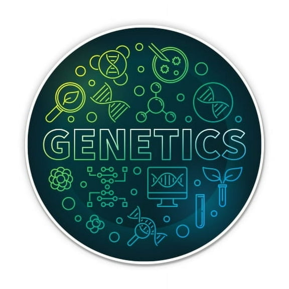 Genetics Biology DNA Science - 3" Vinyl Sticker - For Car Laptop I-Pad Phone Helmet Hard Hat - Waterproof Decal