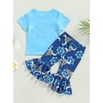 thumbnail image 4 of 2023 Toddler Kids Girls Summer Outfits Letter Cow Head Print Short Sleeve Crew Neck T-Shirt and Elastic Waist Flare Pants 2Pcs Suit(Wild Soul, 3-4 Years), 4 of 9