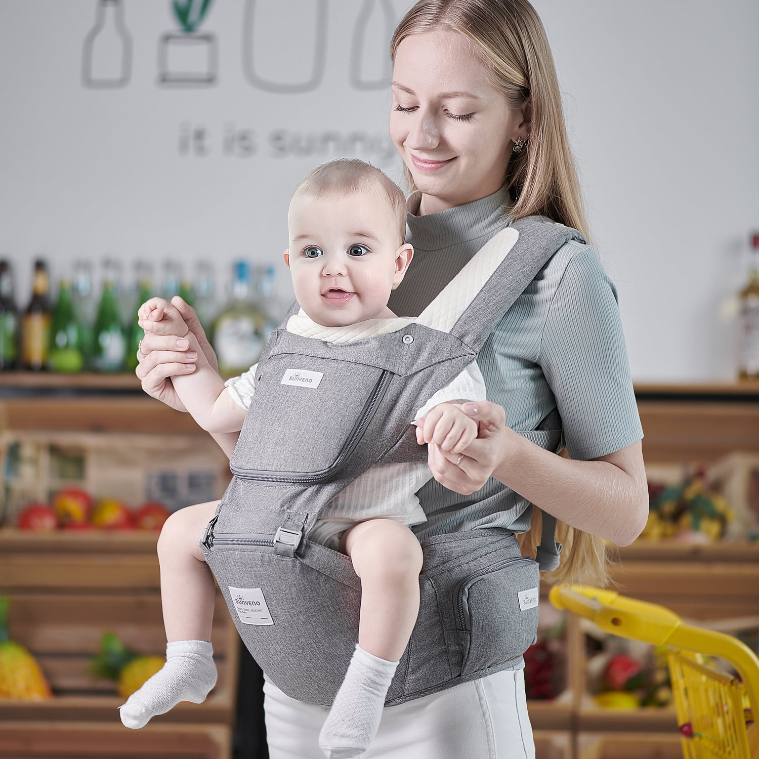 Buy SUNVENO Hipseat Baby Carrier Ergonomic Baby Front Back Carrier Fast ...