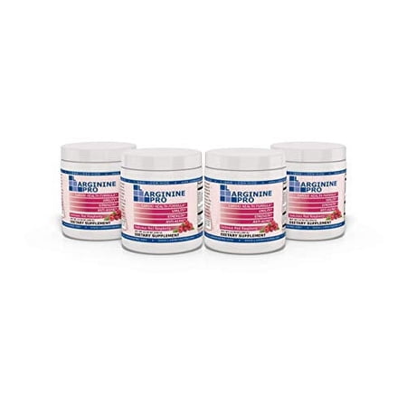 L-Arginine Pro Nitric Oxide Booster - 5500mg L-Arginine, 1100mg L-Citrulline Cardio Health, , 4-Pack Jars, Raspberry