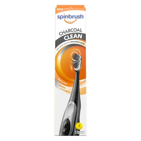 Spinbrush Charcoal Clean Battery-Powered Electric Toothbrush  Charcoal-Infused Soft Bristles  Batteries Included  1-Count