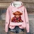 thumbnail image 2 of Telankuip Christmas Hoodies for Women Cute Highland Cow with Scarf Long Sleeve Hooded Sweatshirts Baggy Comfort Plus Size X-Mas Holiday Western Print Pullover Hoodie Pink XXXL, 2 of 3
