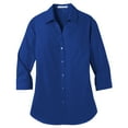 thumbnail image 4 of Yellow Rooster Women's Ladies 3/4-Sleeve Carefree Poplin Shirt True Royal XL, 4 of 5