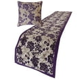 thumbnail image 3 of The HomeCentric King / Queen / Twin Purple Decorative CA King 86"x18" Bed Runner With 2 Pillow Cover, Floral, Velvet Bed Scarf on Velvet fabric - Plum Petal, 3 of 4