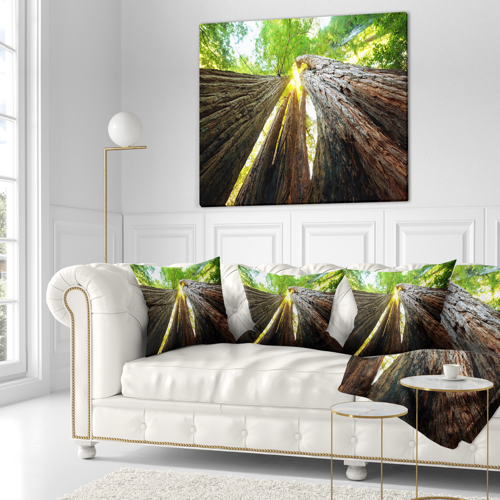 Designart Sequoia Tree - Photography Throw Pillow - 18x18