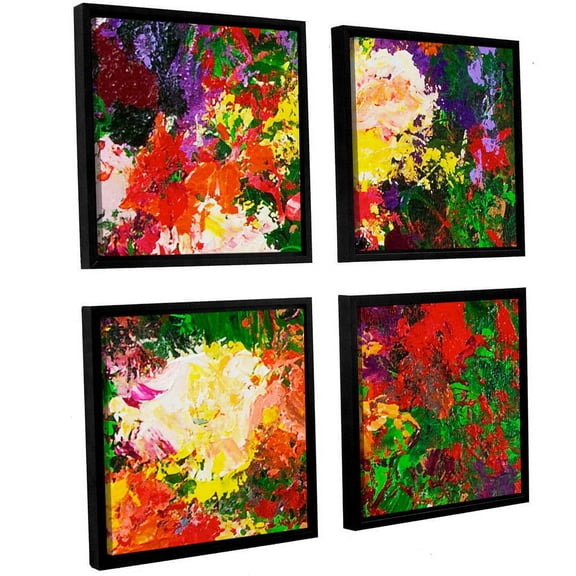 ArtWall Allan Friedlander "Wisteria And Roses" 4-Piece Floater-framed Canvas Square Set