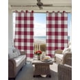 thumbnail image 4 of Plaid Red, Blackout Curtains 45 Inches Long for Bedroom, Abstract Minimalistic Geometric Lattice Thermal Insulated Room Darkening Black Out Window Curtain Panels Grommet Drapes for Living Room, 4 of 8