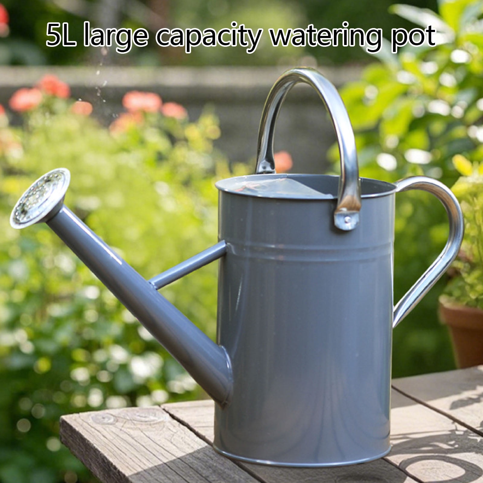 Industrial 5L Capacity Metal Watering Can Heavy Gauges Iron Comfortable Angled Spout Garden Irrigation Solution