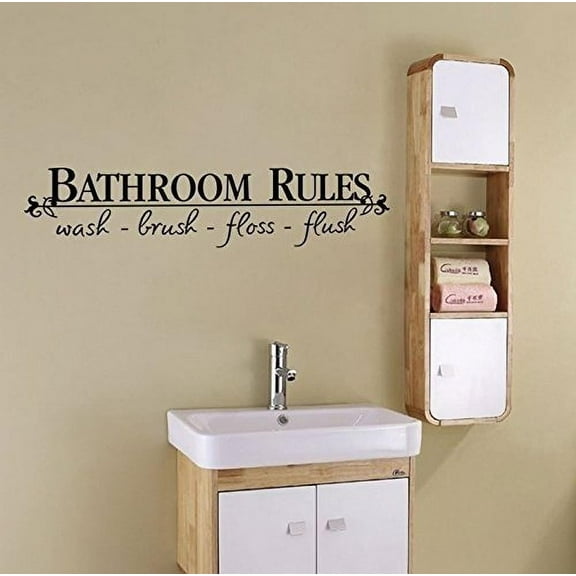 Decal ~ BATHROOM RULES #2 ~ WALL DECAL, HOME DECOR 6.5" X 27"