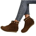 thumbnail image 5 of Wowcloth Women's Fashion Casual Winter Ankle Boots – Comfortable Fringed Round Toe Pull-On Flat Sole Booties for Everyday Outfits, 5 of 9