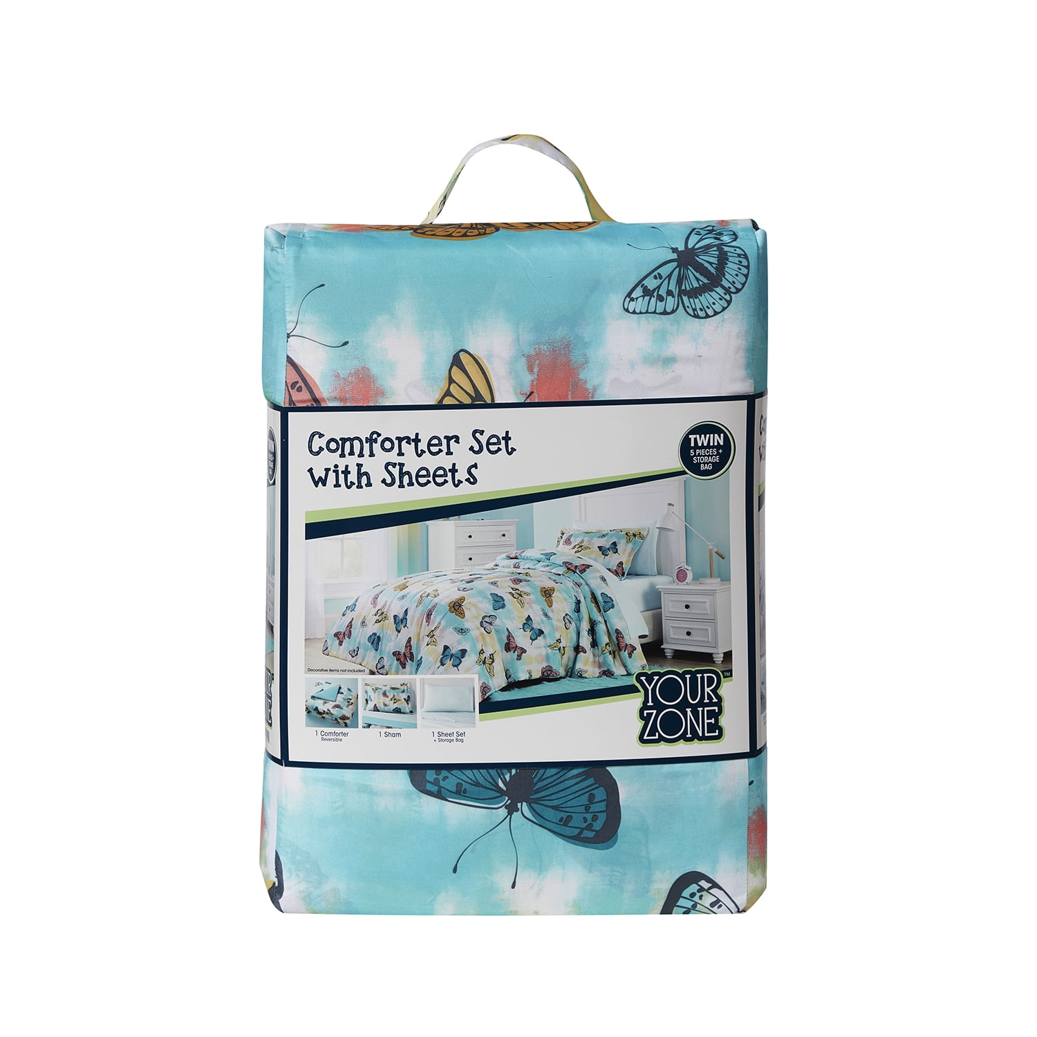 Your Zone Butterfly Bed-in-a-Bag Coordinating Bedding Set, Twin