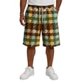 thumbnail image 3 of Delconic Men Neutral Tartan Plaid Quick Dry Knee Length Casual Shorts Elastic Drawstring Waist Side Pockets Loose Fit Short Pants For Summer Beach Gym Hiking Daily Yellow S, 3 of 5