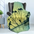 thumbnail image 4 of Tree Soft Flannel Fleece Throw Blanket, Tree Silhouettes with Reflections on the Water Scenic National Park Countyside Art, Cozy Plush for Indoor and Outdoor Use, 70" x 90", Yellow Blue, by Ambesonne, 4 of 5