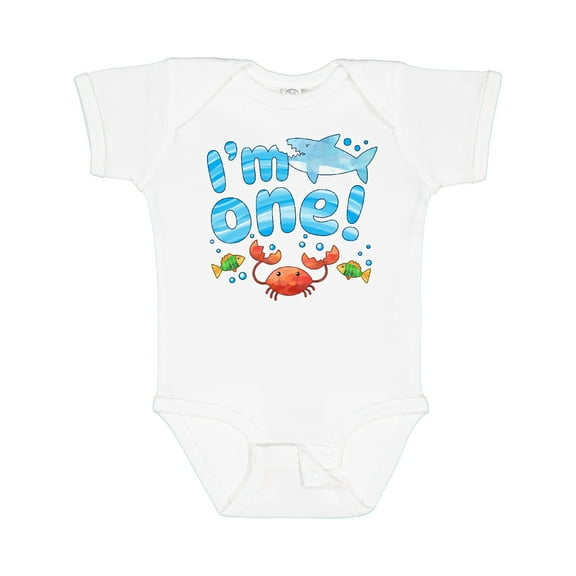 Inktastic I'm One First Birthday Shark and Crab Boys or Girls Baby Bodysuit