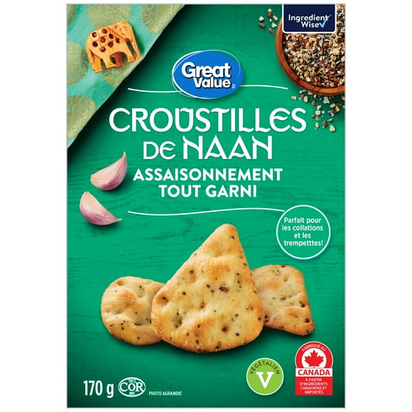 Great Value Everything Seasoned Naan Crisps, 170 g
