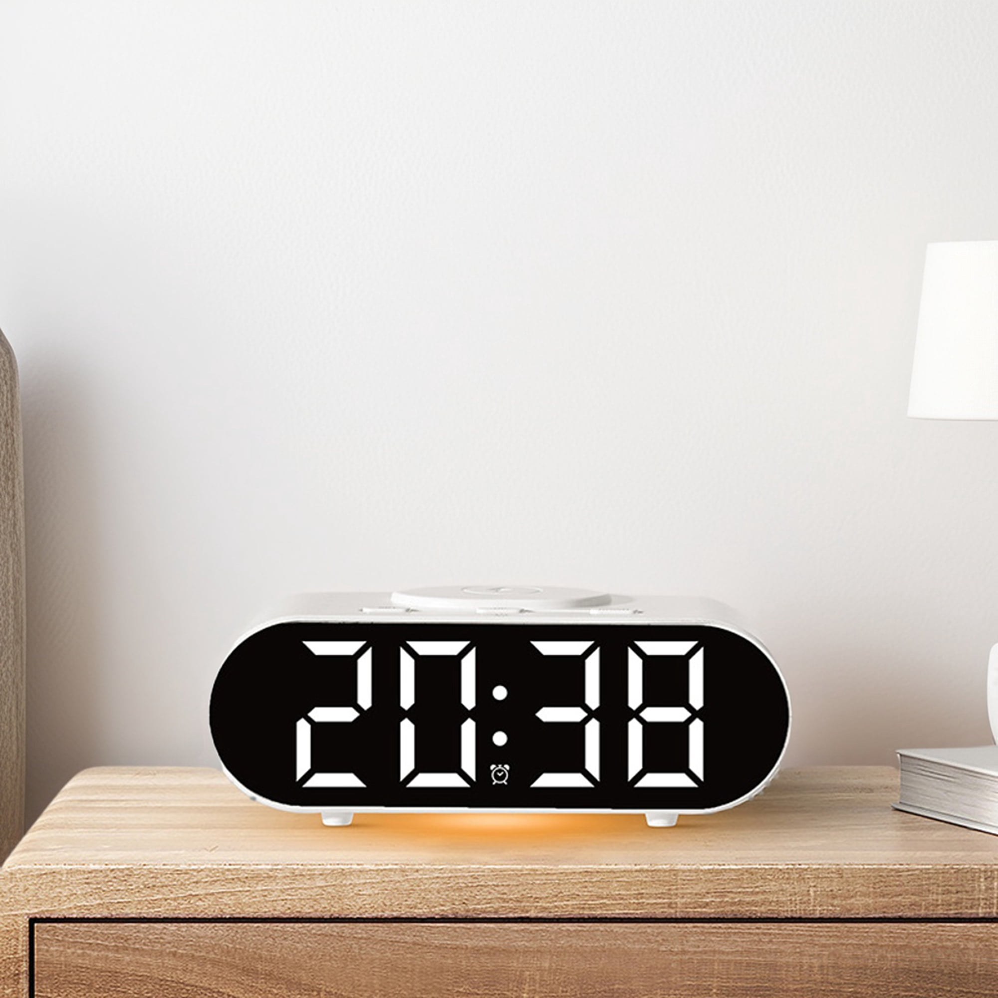 Unique Bargains Oval Alarm Clock Decorate for Bedroom White
