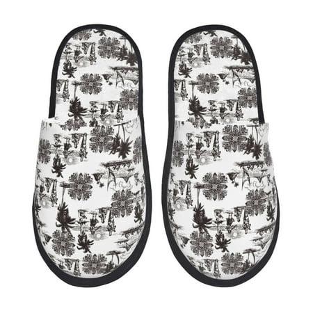 Balery Beach Slient Indoor Furry Fleece Comfort House Shoes Soft Non-Slip Home Shoes Cotton slippers House Slippers-- Large