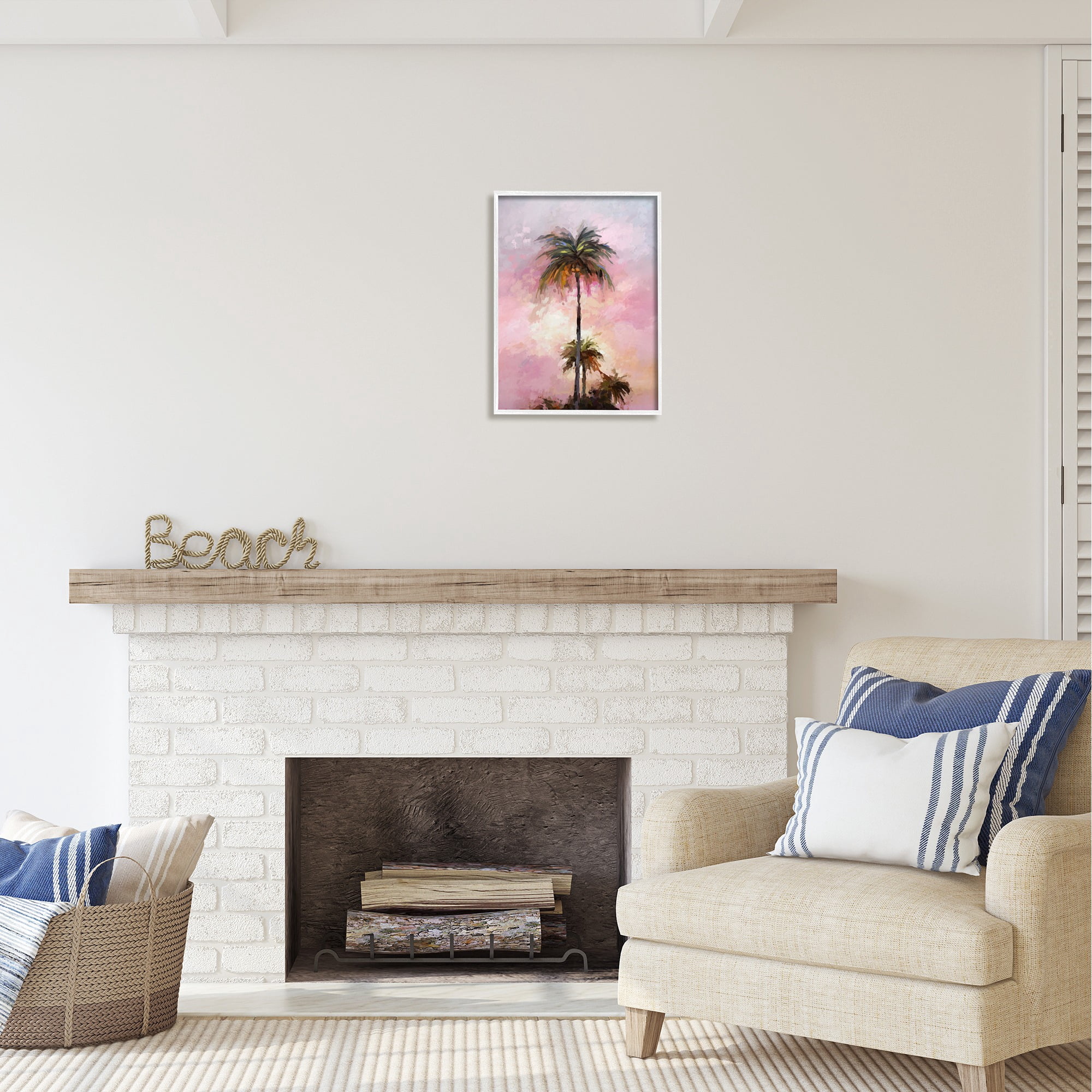Stupell Industries Summer Sunset Palms Botanical & Floral Painting White Framed Art Print Wall Art, 16 x 20