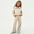 thumbnail image 7 of Enjoytime Girls Outfits Collared Quarter Zip Sweatshirt Pants 2 Piece Set Kids Casual Fashion Long Sleeve Sweatsuit, 7 of 7