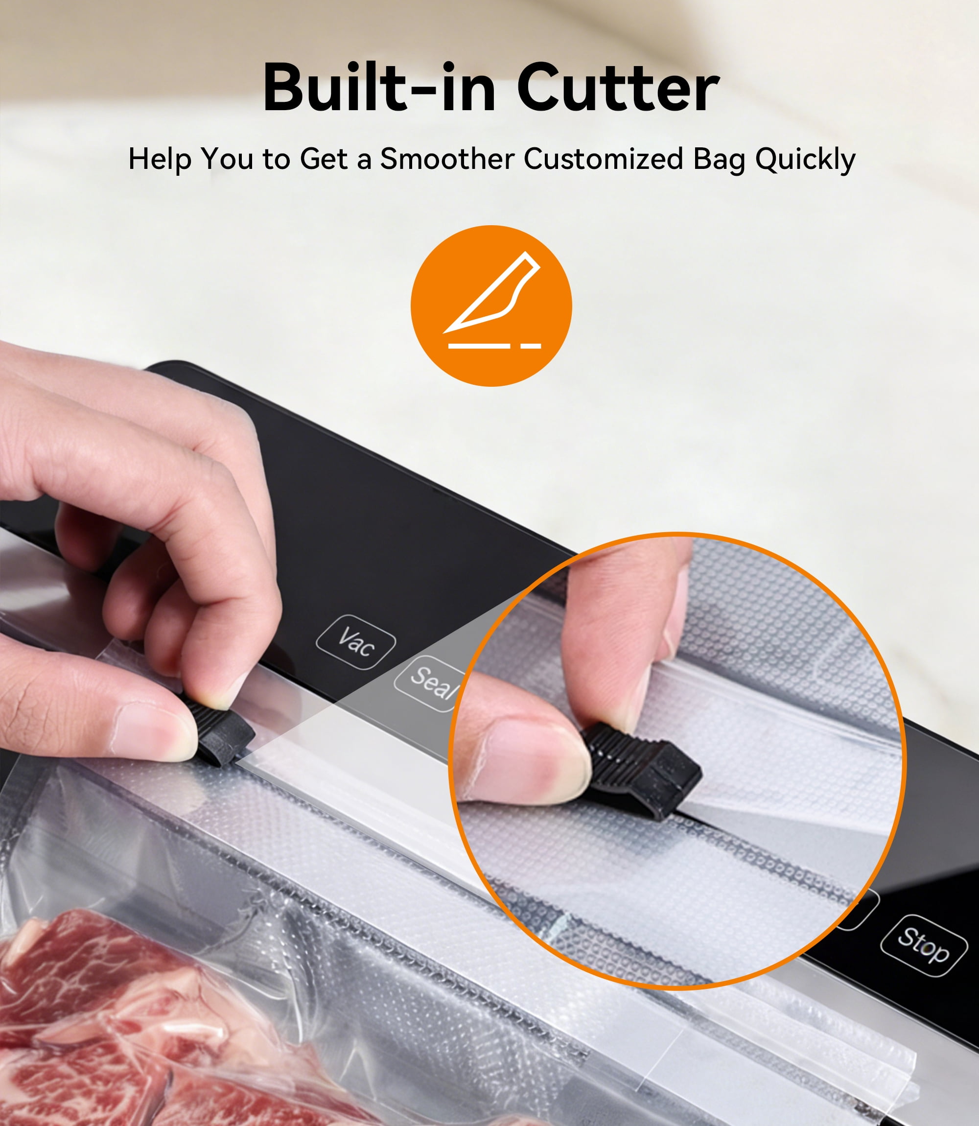 M Buder Vacuum Sealer Machine 16.5in, Automatic Sealing for Food Storage with Cutter, 5 Modes, Residential, Commercial