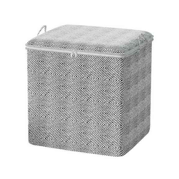 Hiroekza Heavy Duty Storage Box with Lid Extra Large, Storage Bin with Handle, Oxford Cloth, Double Zipper, Space Saving for Travel, Home Cubes Baskets 19.7x19.7x17.7in Gray