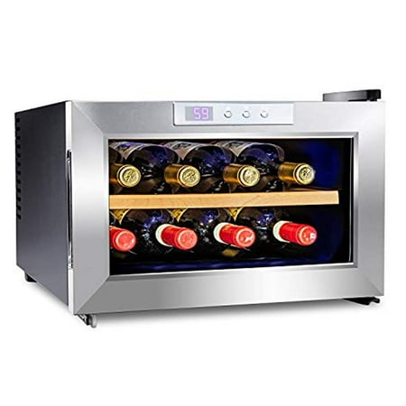 Ivation Premium Stainless Steel 8 Bottle Horizontal Thermoelectric Wine Cooler/Chiller Counter Top Red & White Wine Cellar w/Digital Temperature, Freestanding Refrigerator Quiet Operation