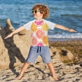thumbnail image 3 of FORMRS Boys Rash Guard with Short Sleeves UPF 50+ Swim Shirts Sizes 3-12T, Orange Grapefruit Slices, 3 of 6