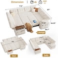 thumbnail image 3 of 112" Modular Sofa Set, U-Shaped 8-Seater Sofa Bed / With Height-Adjustable Storage Chaise Armrests / USB/LED Light., 3 of 10