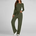 thumbnail image 4 of FAIWAD Women's 2 Piece Lounge Sets Long Sleeve Slim Crop Tops and Elastic Waist Wide Leg Pants Casual Outfits Tracksuit, 4 of 9
