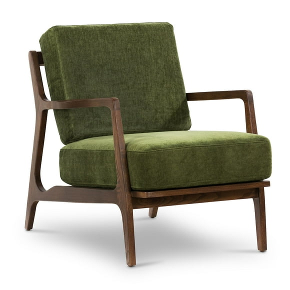 POLY & BARK Verity Lounge Chair, Distressed Green Velvet
