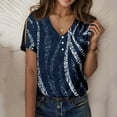 thumbnail image 2 of Cathalem T-Shirts Décontractés à Manches Courtes pour Femmes, Bleu L, 2 of 4