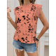 thumbnail image 4 of Blusas de Encaje con Estampado Floral para Mujer, Cuello Redondo, Mangas , Estilo Bohemio, Naranja, Rojo, XXL, 4 of 9
