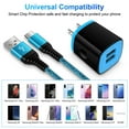 thumbnail image 7 of USB Wall Charger Block,ABCPOW 2.1A Dual Port USB Charger Block with 2PACK Android Phone Charging Cord Type C Cable USB C Charging Cables 6ft10ft USB Brick Charger Box Fast Charging Block,Blue, 7 of 7