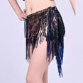 thumbnail image 4 of Women's Fringed Sequins Belly Dance Skirt, Sparkly Tie Side Tassel Hip Scarf Wrap for Rave Festival Disco Party, 4 of 6