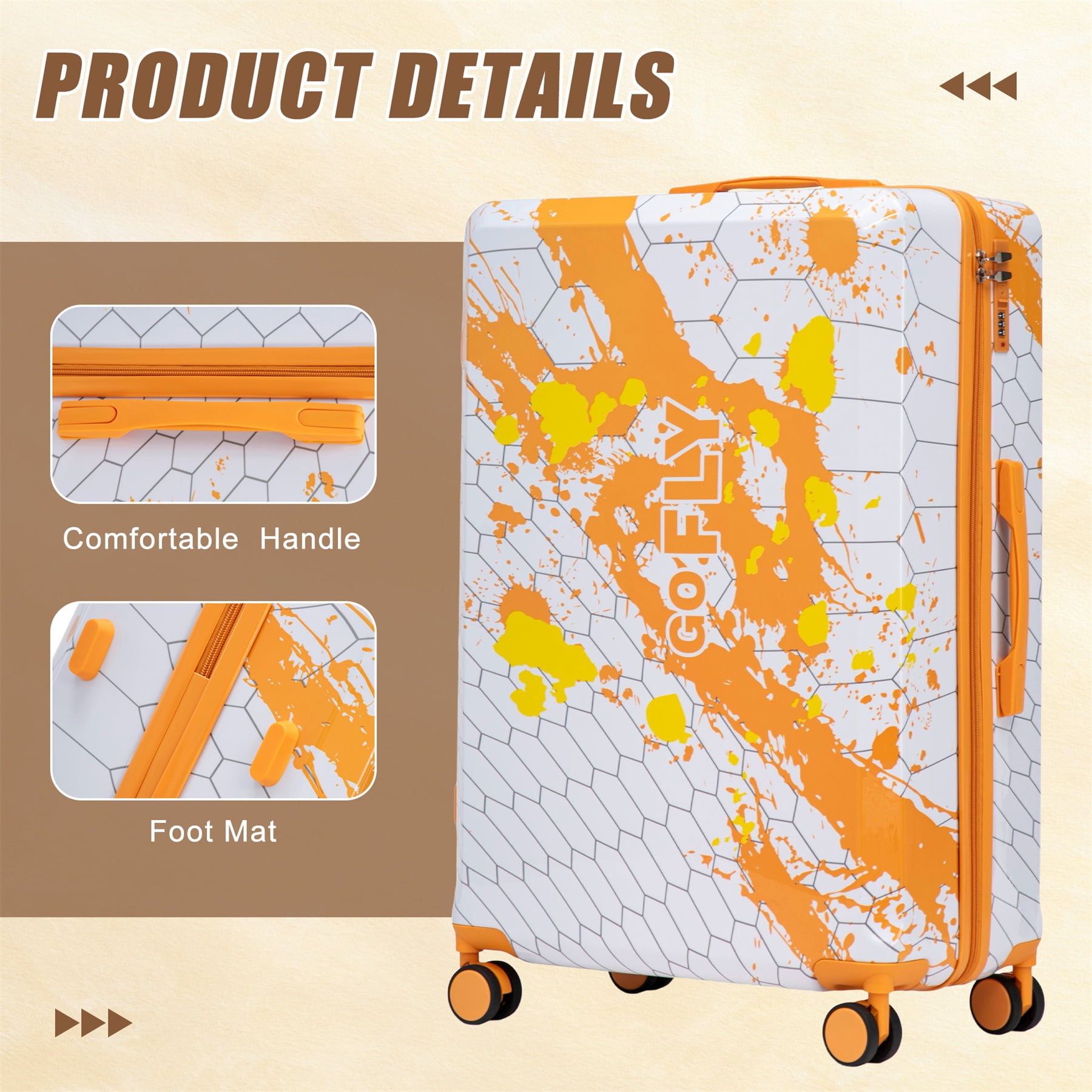 Alvantor 28" Luggage Hardside Suitcase With Spinner Wheels,Lightweight Luggage with TSA Lock Orange