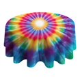 thumbnail image 4 of Rainbow Tie Dye Radial Pattern Round Tablecloth 60"x60",Wrinkle Wipeable Table Cloth for Kitchen Dining Room Picnic Patio Party, 4 of 6