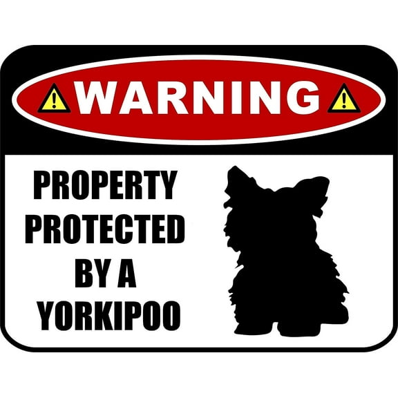 PCSCP Warning Property Protected by a Yorkipoo (SILHOUETTE) 11.5 inch x 9 inch Laminated Dog Sign