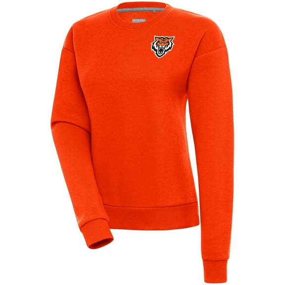 Women's Antigua Orange Idaho State Bengals Victory Crewneck Pullover Sweatshirt