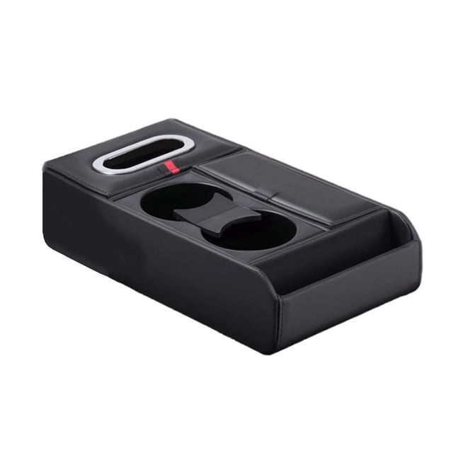 Premium PU Leather Car Armrest Organizer with Storage Box and Cup Holder for Tissues Phones and Snacks