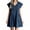 Navy blue, variant on Summer Cap Sleeve Women Casual Tie V Neck Loose Denim Mini Dress
