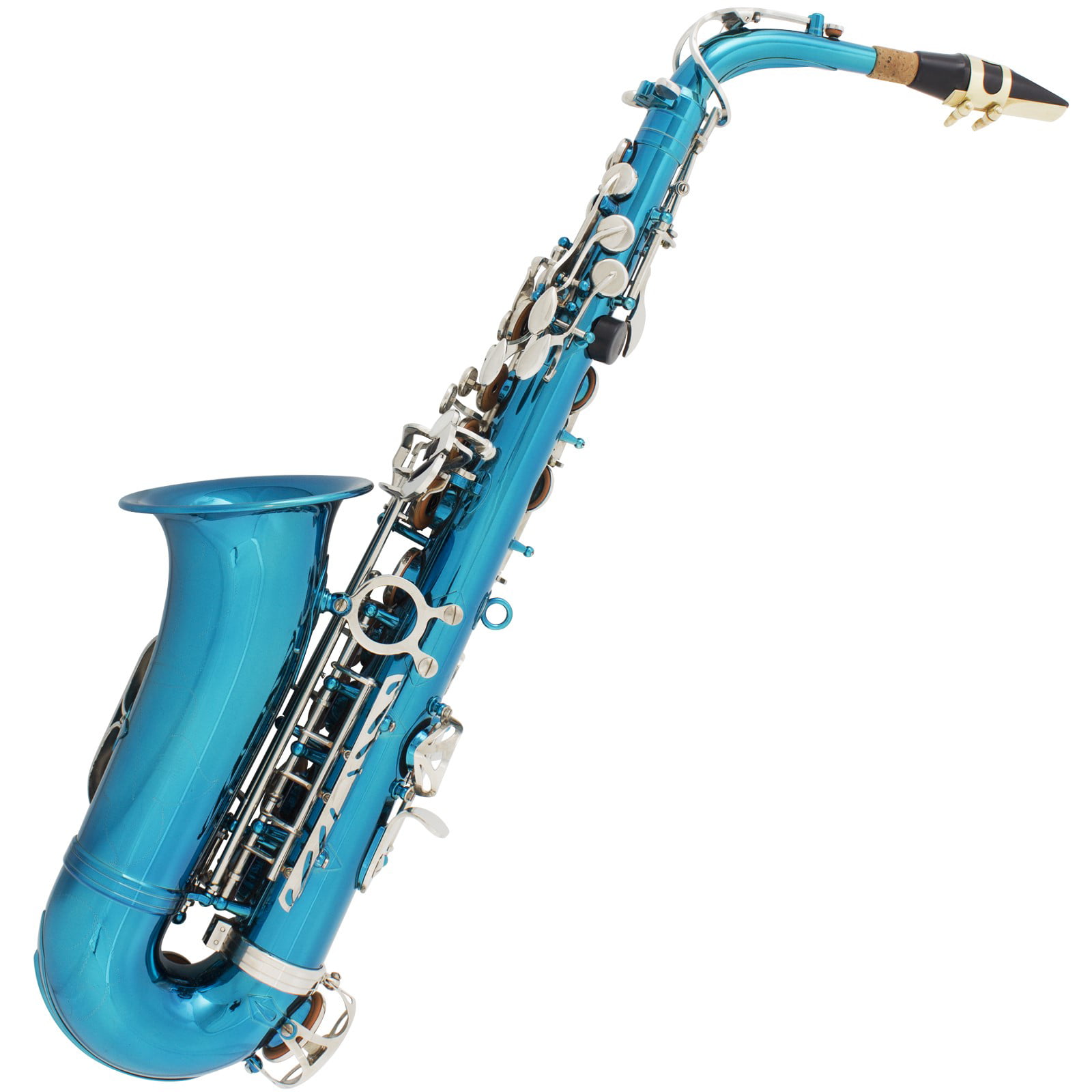 10 Reeds Mouthpiece Pocketbook and 1 Year Warranty Sky Blue Mendini by Cecilio Eb Alto Sax w/Tuner Case 