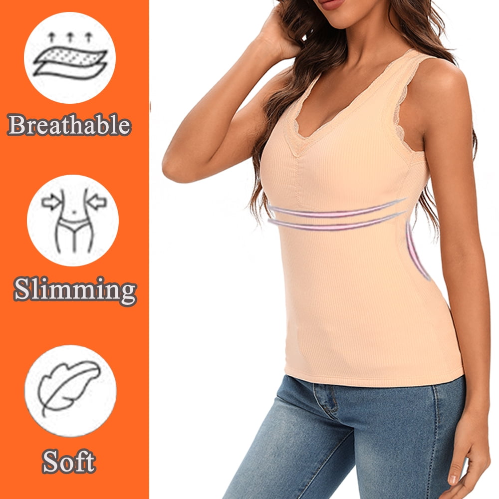 JOYSHAPER Womens Thermal Underwear Tops Fleece Lined Cami Tank Top Vest  Warm Winter Basic Camisole Nude M at  Women's Clothing store