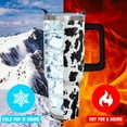 thumbnail image 4 of 40oz Cow Print Tumbler with Handle - Insulated Stainless Steel Travel Mug, Coffee Cup - Great Gift for Women, 4 of 6