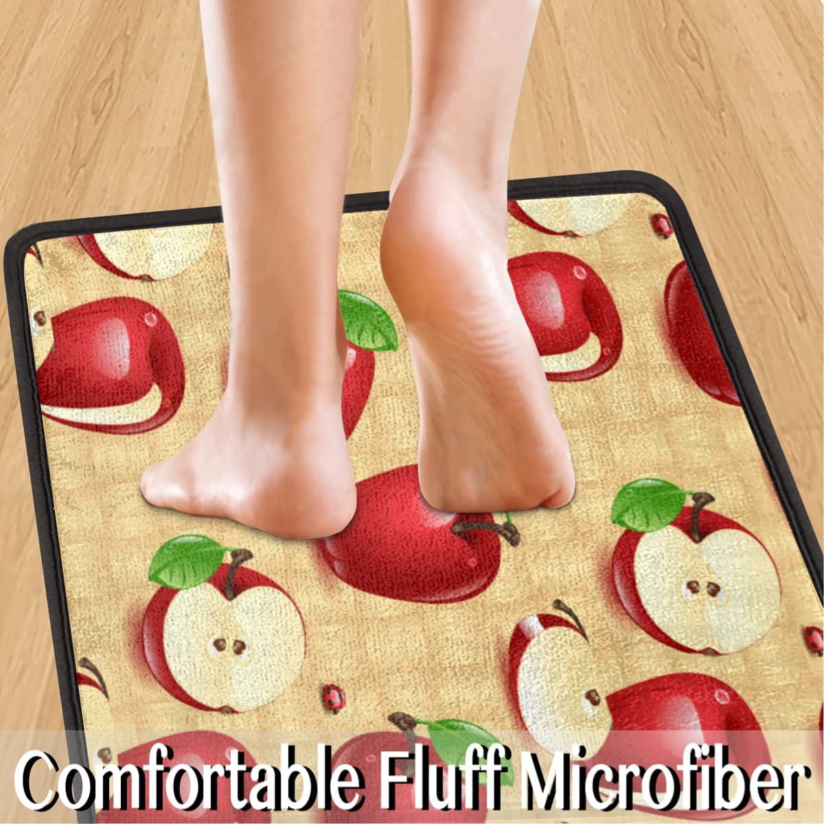 Summer Apples Pattern Anti Fatigue Kitchen Mat Rug Set 2 Piece Cushioned Kitchen Floor Mats Non Slip Kitchen Rug Runner Memory Foam Kitchen Rugs Heavy Duty Comfort Soft Standing Mats
