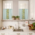 thumbnail image 3 of 3 Piece Kitchen Curtains and Valances Set Aqua Stripes Lemon Cafe Curtains 36 Inch Length Spring Botanical Plant Vertical Line Valance & Tier Curtain for Living Room Bedroom Window 54"x18"+27"x36"*2, 3 of 6